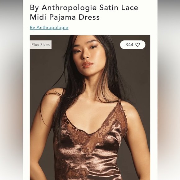 ANTHRO Satin Lace Midi Pajama Dress - Picture 3 of 4